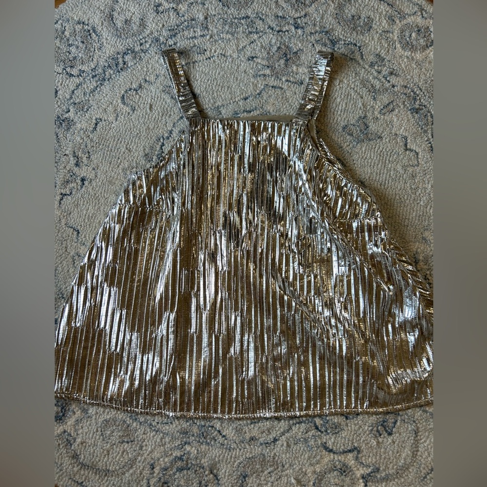 Maeve Pleated Metallic Shimmer Tank